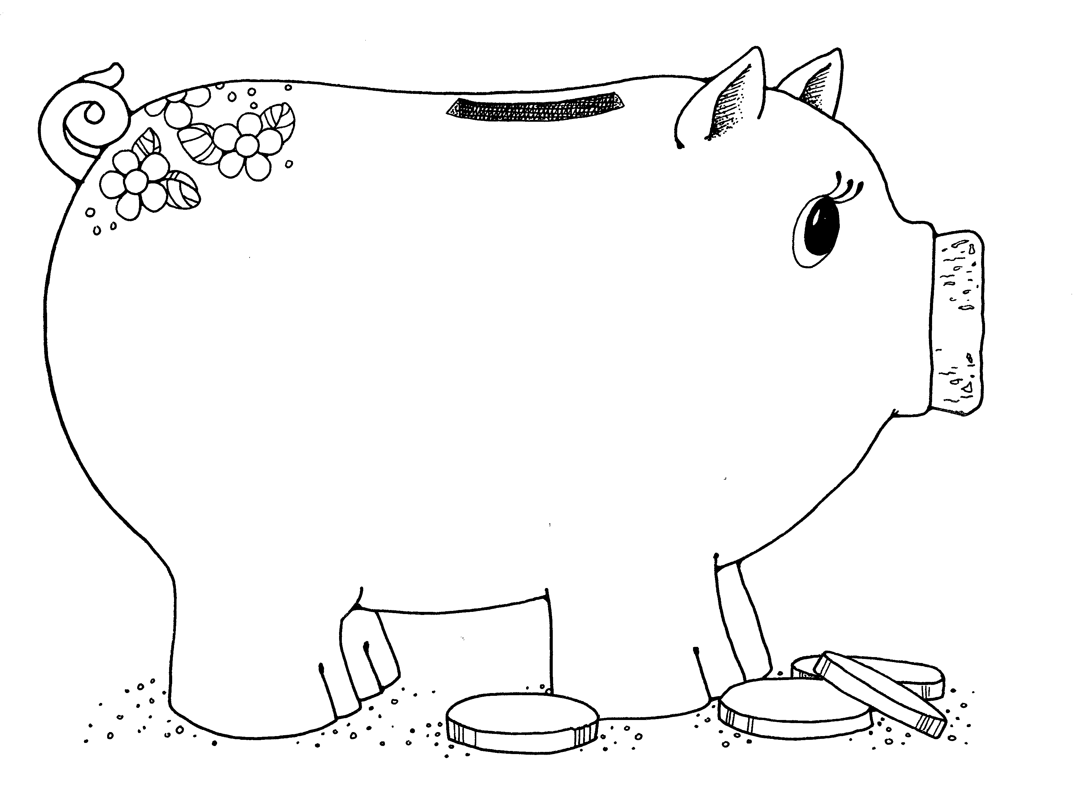 free piggy bank clipart black and white - photo #30