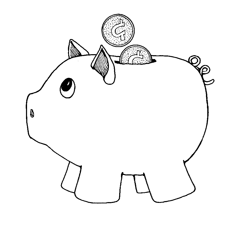 piggy bank clipart black and white - photo #5