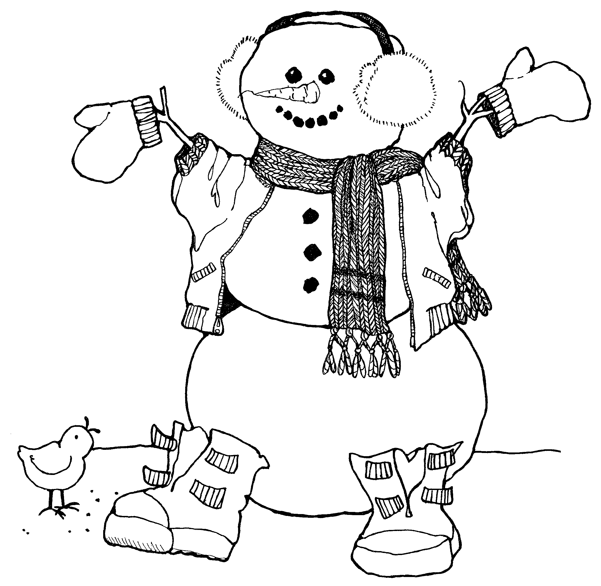 free black and white snowman clipart - photo #46