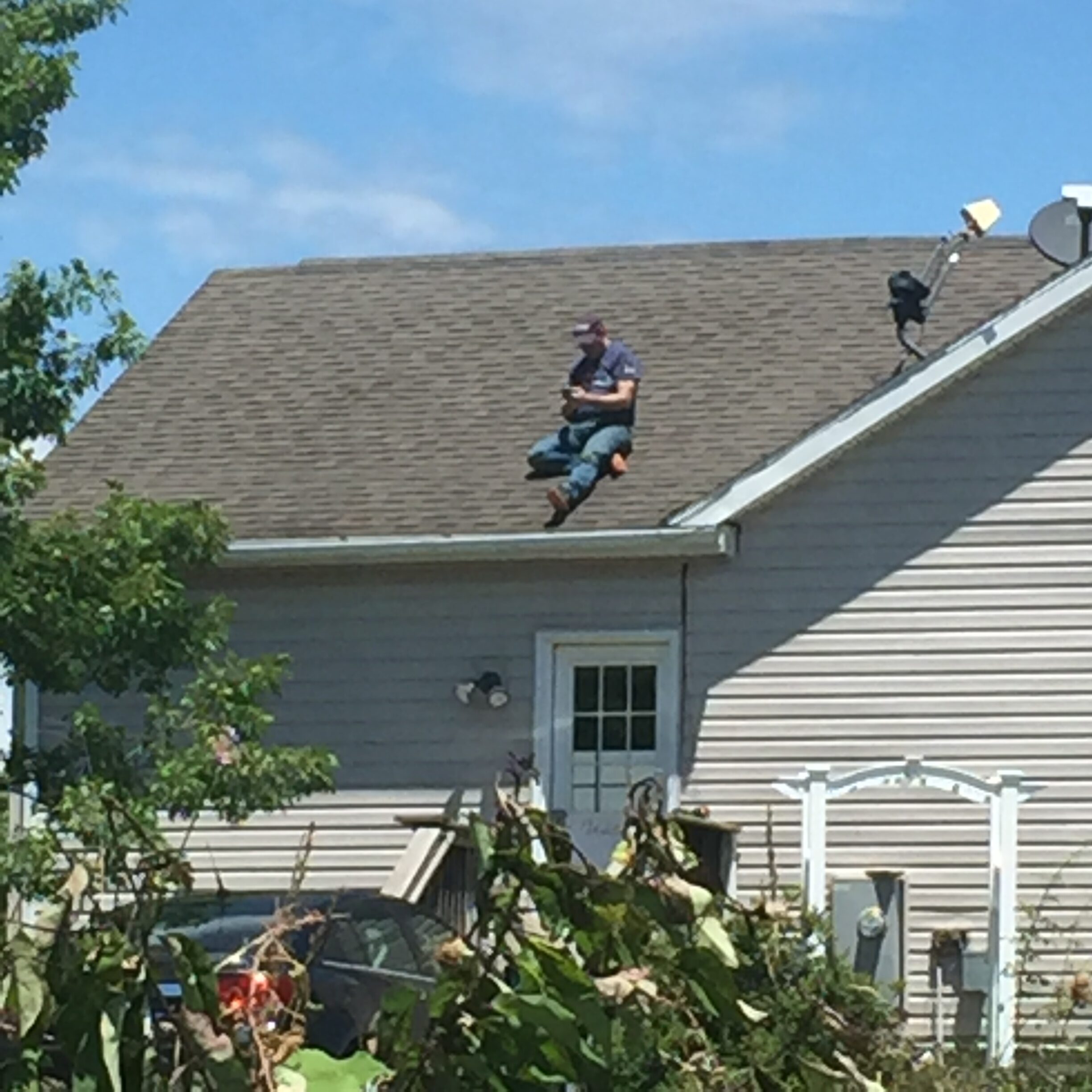 Jared stuck on the roof