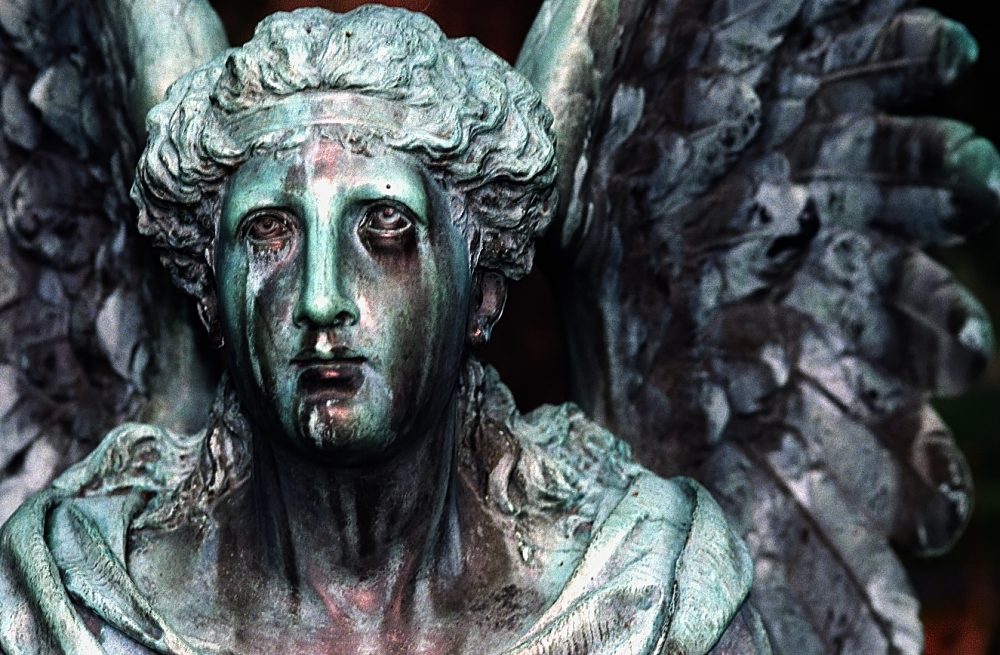 Cincinnati Spring Grove Cemetery Arboretum Weeping Angel statue On prayer